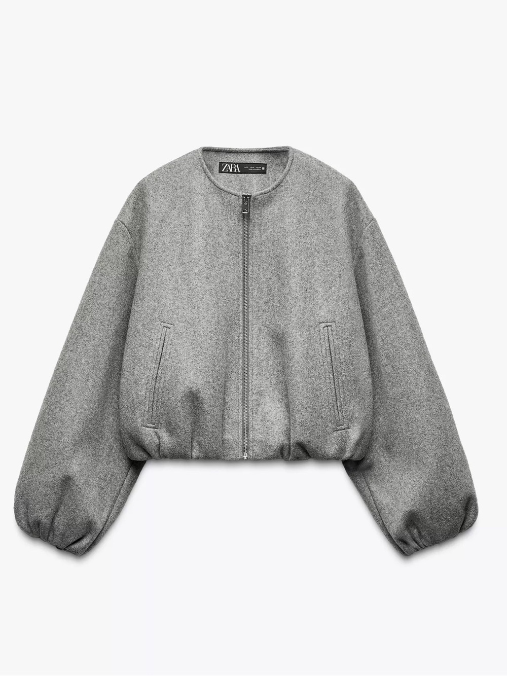 ZARA Gray Wool-Blend Bomber Jacket XL